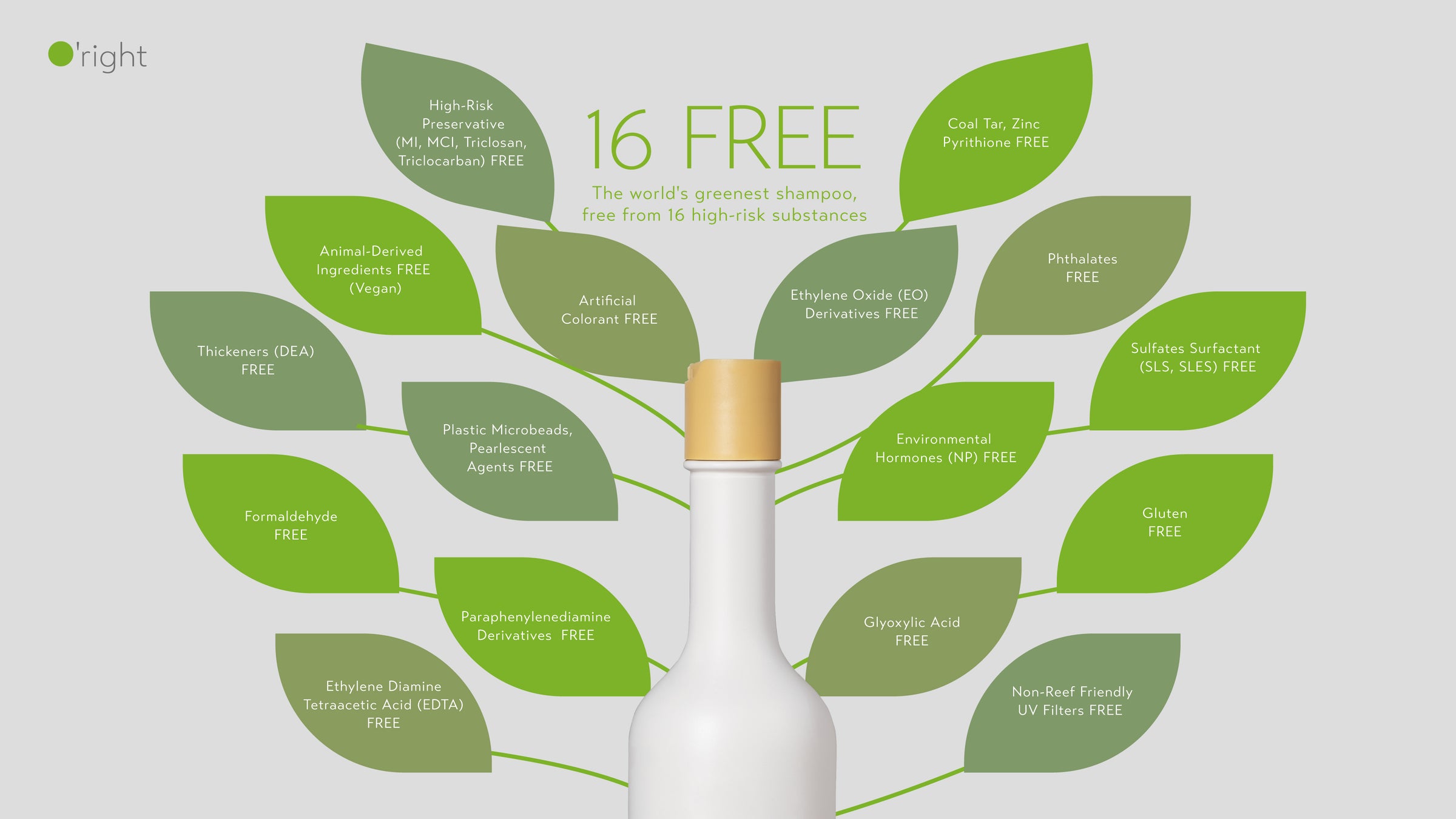 The 16 FREE standard — every excluded substance, named