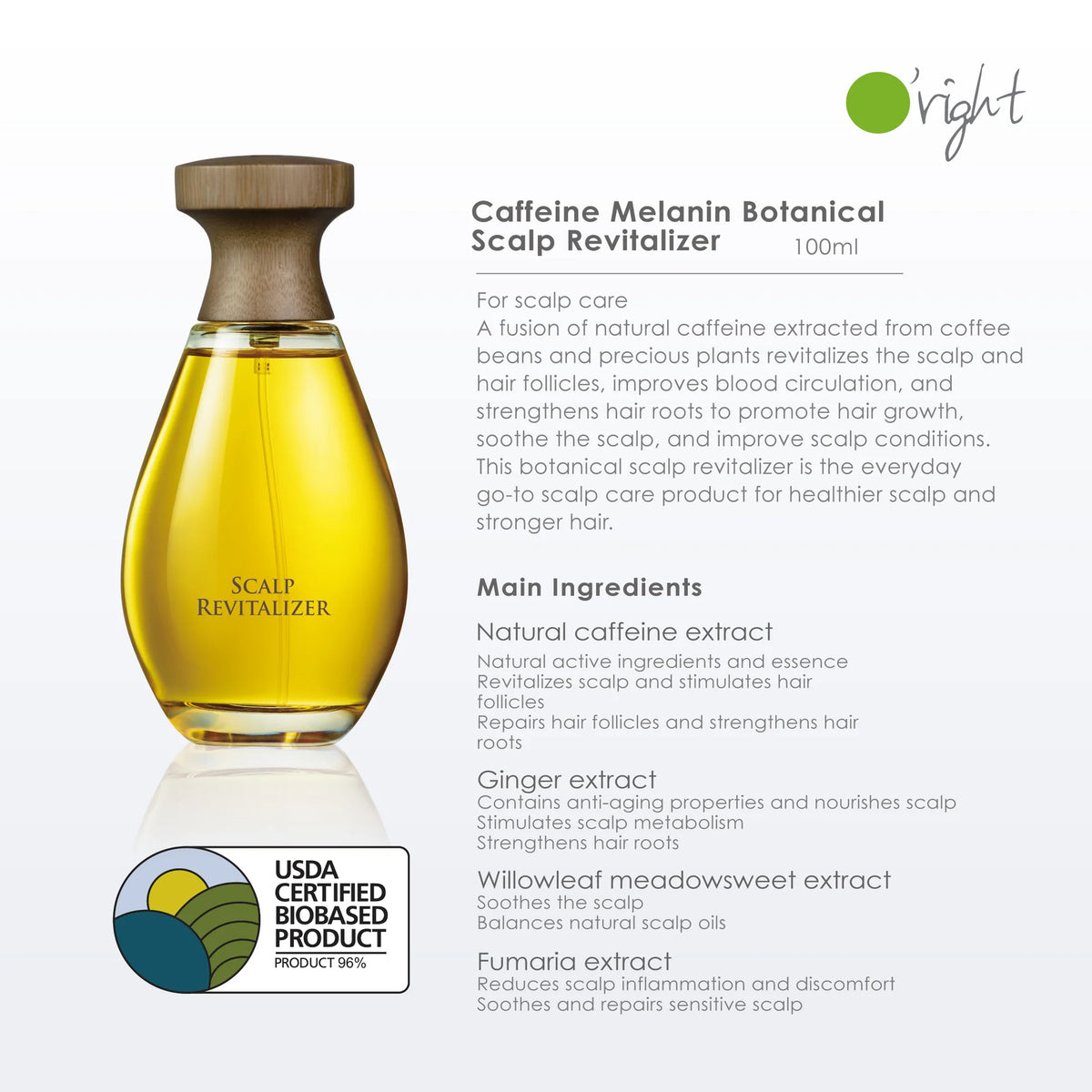 O'right Caffeine Melanin Botanical Scalp Revitalizer serum