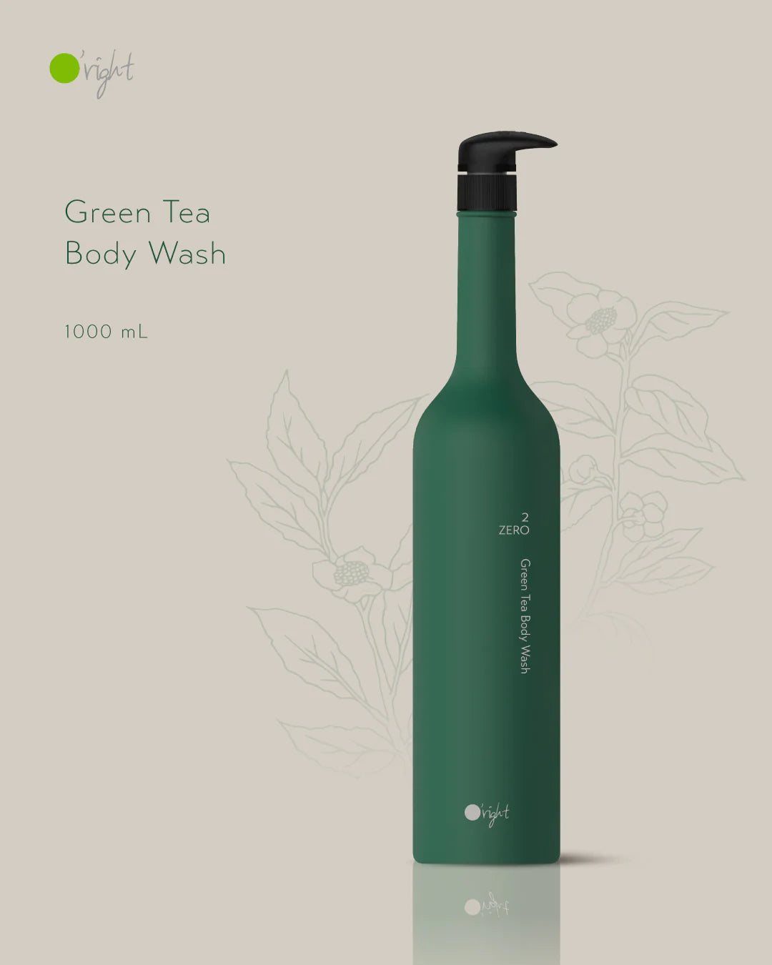 O'right Green Tea Body Wash, plant-based body wash with Taiwanese green tea