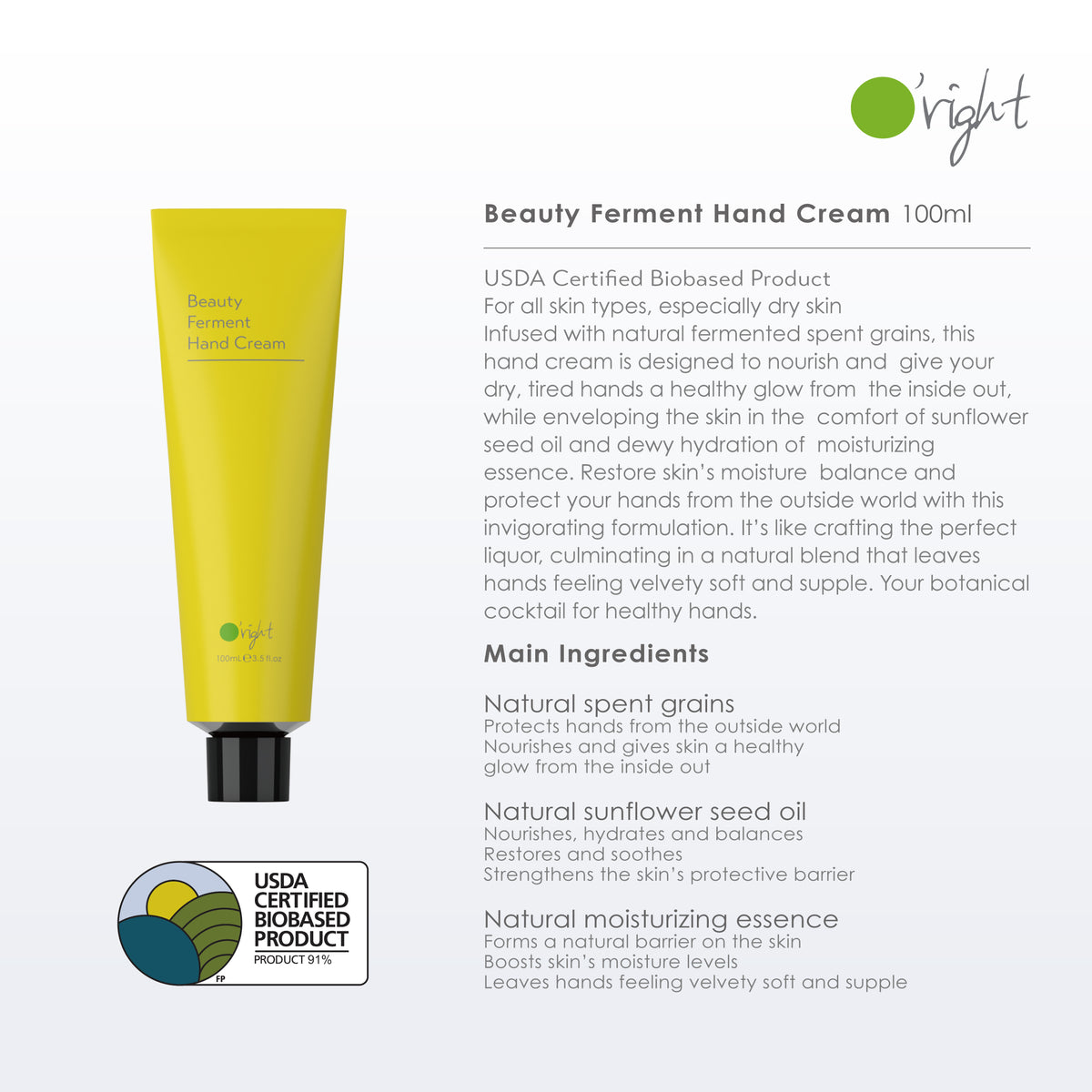 O'right Beauty Ferment Hand Cream