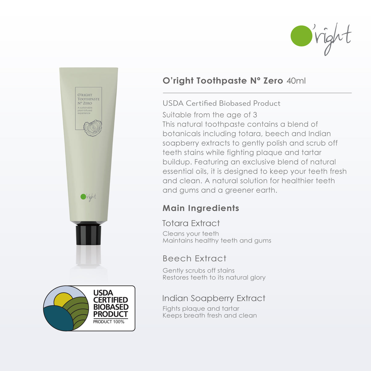 O’right Toothpaste Nº Zero