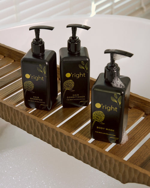 The Maa-Lai Collection bespoke O'right amenity trio